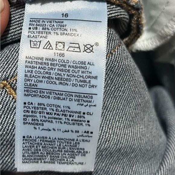 Old Navy High-Waisted Secret-Smooth Pockets O.G. Straight Raw Hem Jeans Size 16 - Picture 10 of 12